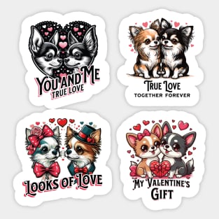 Chihuahua Love Stickers Pack Valentines gift art Sticker